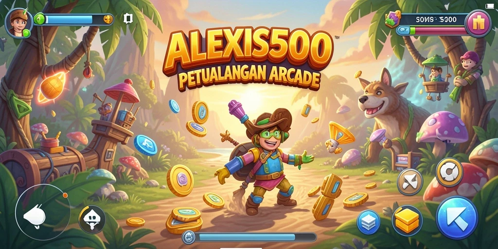 Tangkapan layar gameplay ALEXIS500 menampilkan aksi petualangan arcade yang menegangkan.