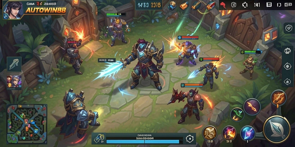 Menampilkan aksi seru dalam gameplay MOBA di AUTOWIN88.