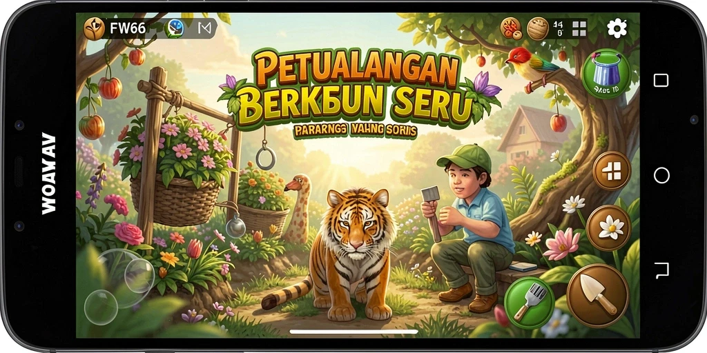 Gameplay seru FW66 menampilkan lahan pertanian yang indah.