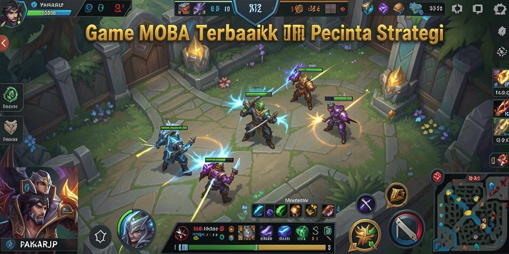 Tampilan seru dan dinamis dari gameplay PAKARJP di medan perang MOBA.