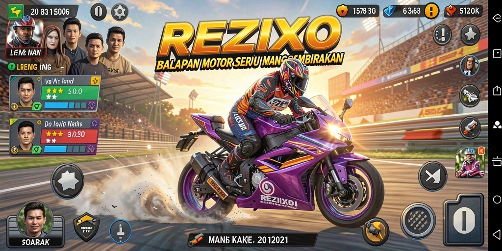 Gameplay seru dalam balapan motor di REZIXO.